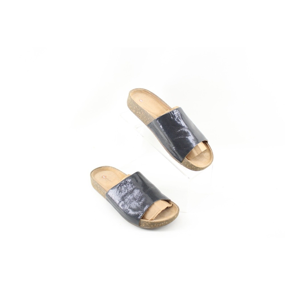 Unstructured by Clarks Womens Rosilla Hollis Slide Sandals Size 7 US Black Snake